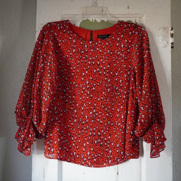 NWT Sanctuary Red Leopard Print Blouse - Picture 3 of 12